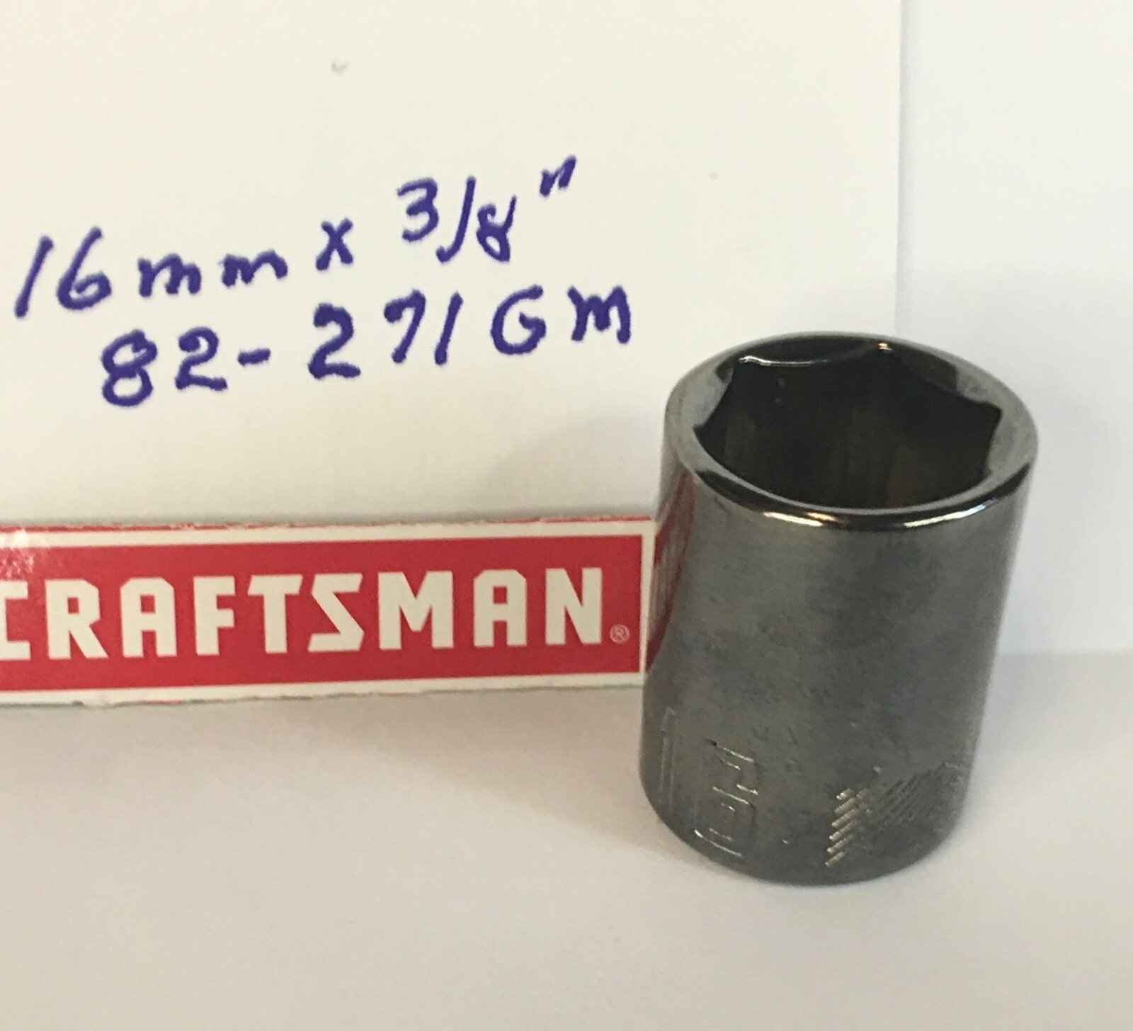 Craftsman  16 mm x 3/8″ Dr Socket 82-271GM Gunmetal Chrome 6 Pt Free Shipping