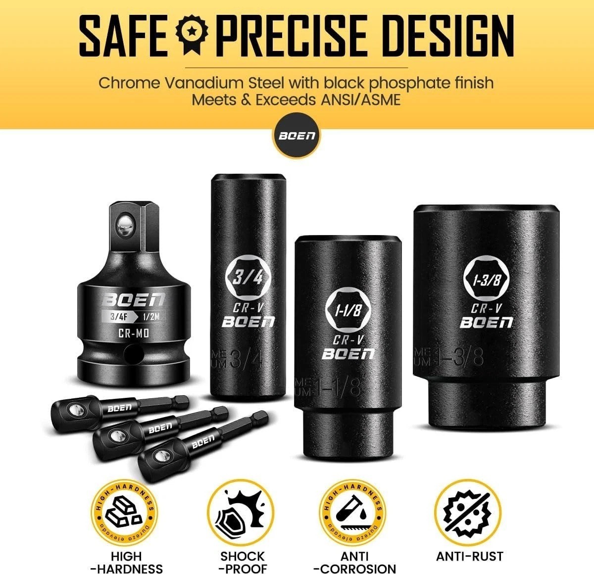 Durable 24PC 1/2″ Drive Impact Socket Set with Rust-Resistance & Instructions