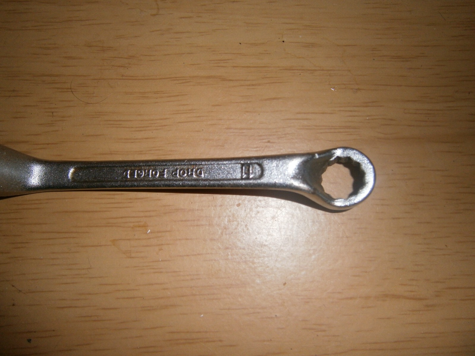 Vintage silver tone spanner. 10mm & 11mm ends (E6b)