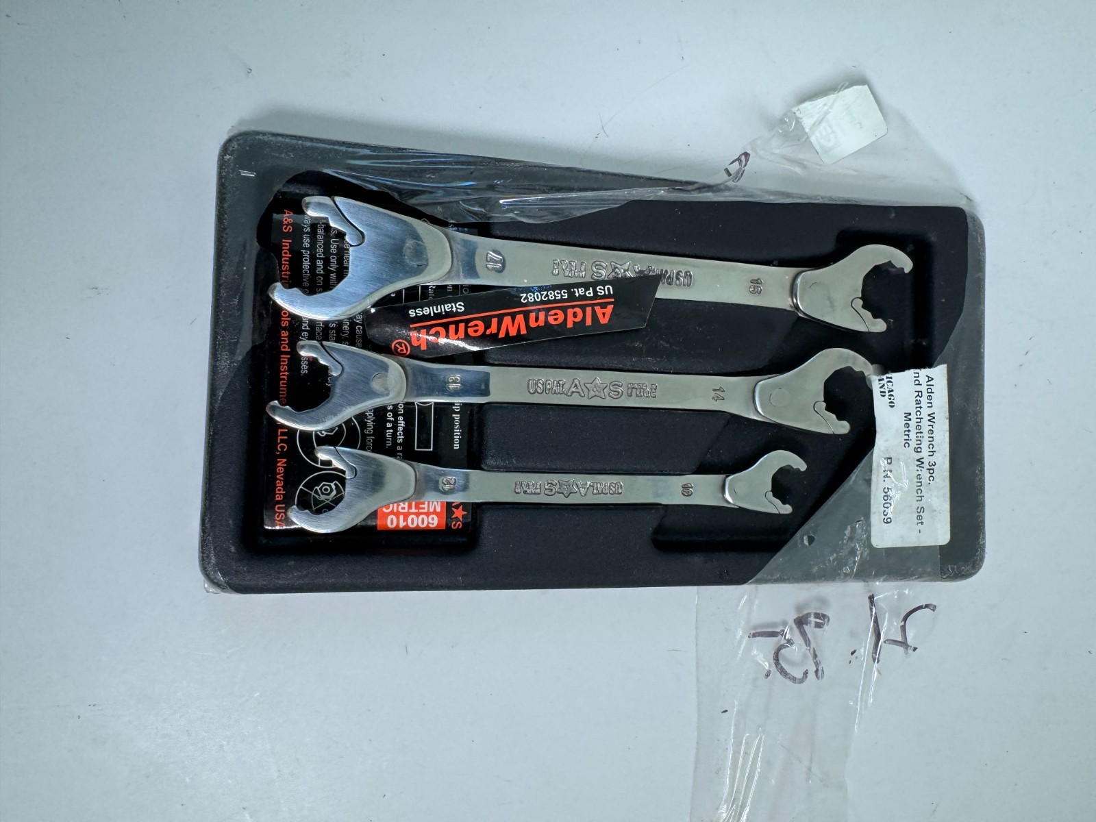 ALDEN WRENCH 3pce Open End Ratchet Set Metric (Double Head) 10-17MM NEW