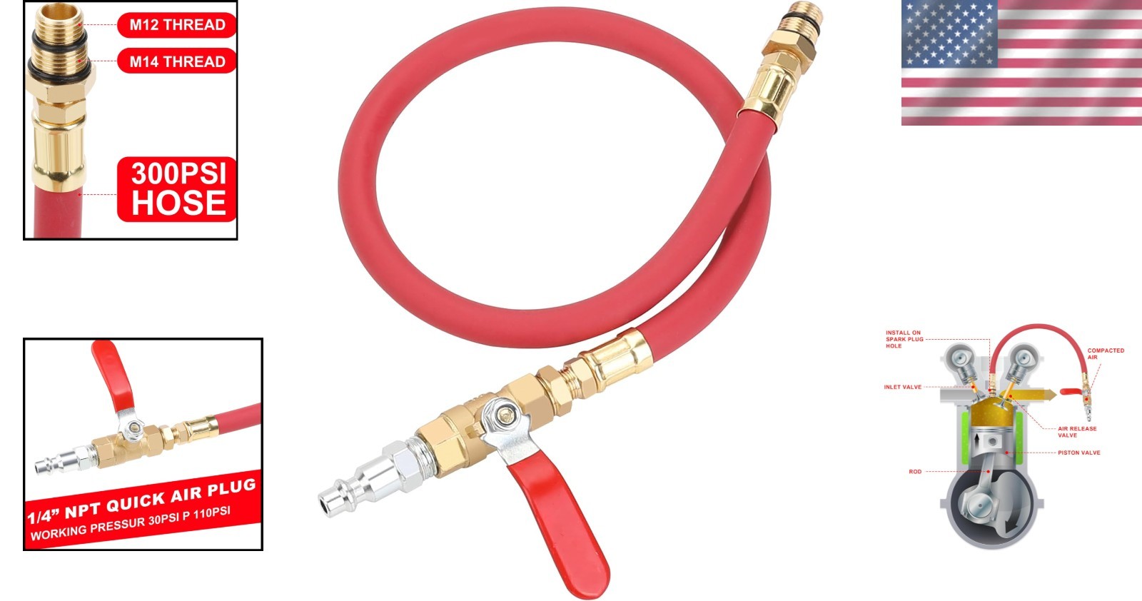 High-Pressure Cylinder Leak Tester with Durable Rubber Tube and Brass Connectors