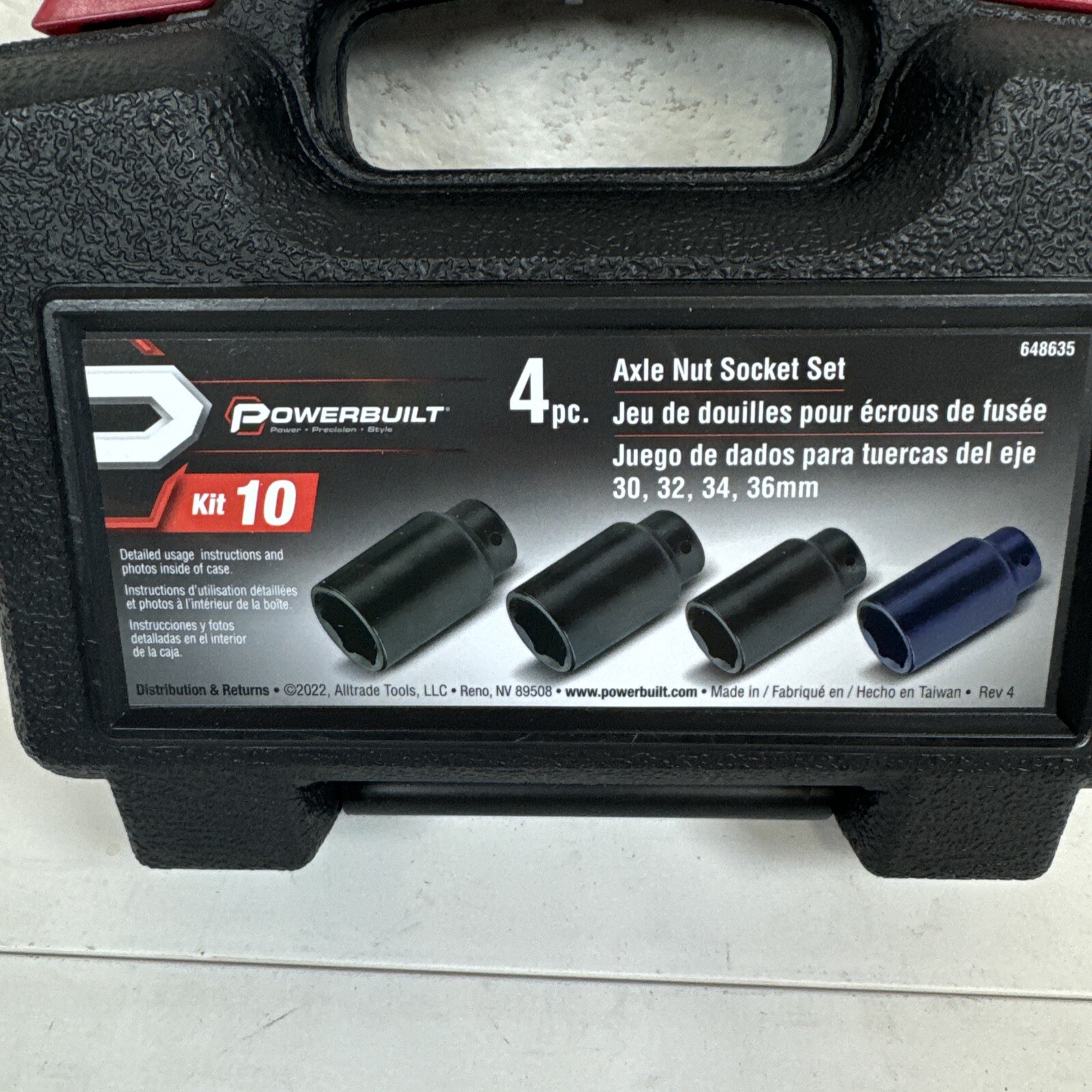 Powerbuilt Impact Socket Set 30, 32, 34, 36mm 1/2″ Dr 6 point 4 Piece Axle Nut
