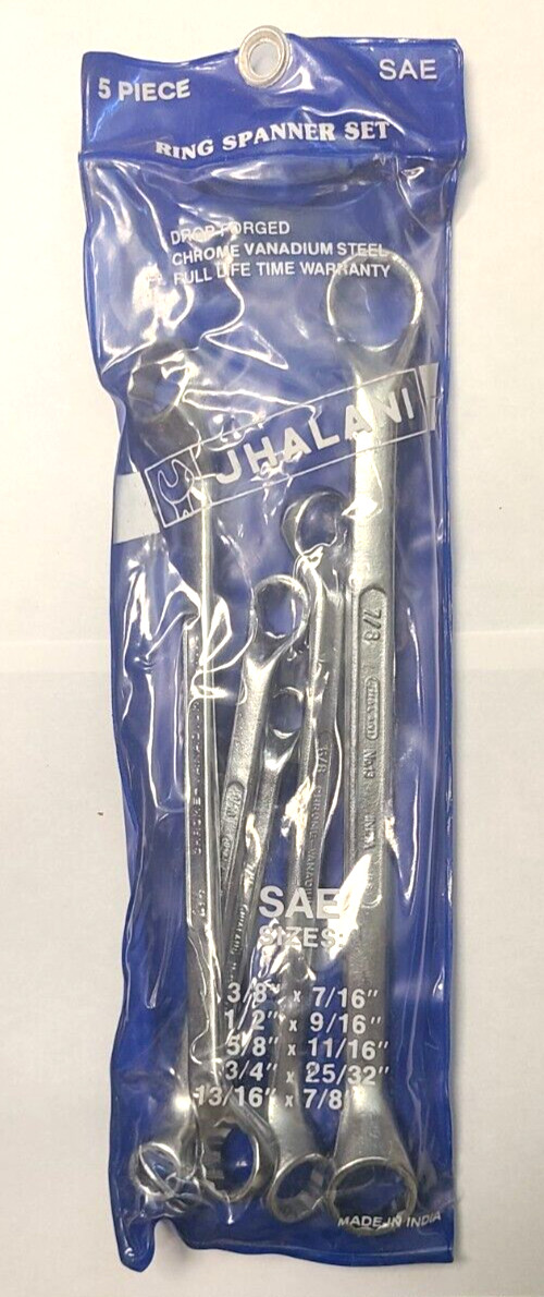 5Pcs. 10 Sizes Extra Long Double Box End Wrench Set 3/8″ – 7/8″ With Pouch