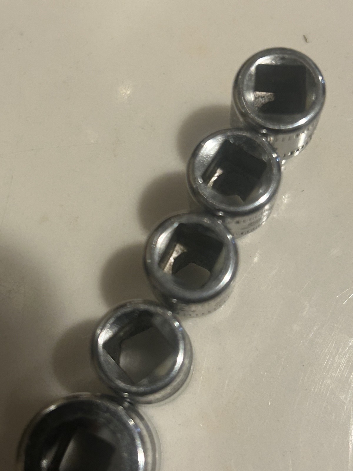 Snap On 7 Pc 1/4” Drive Shallow 6PT Metric Chrome Partial Socket Set 5mm-14mm