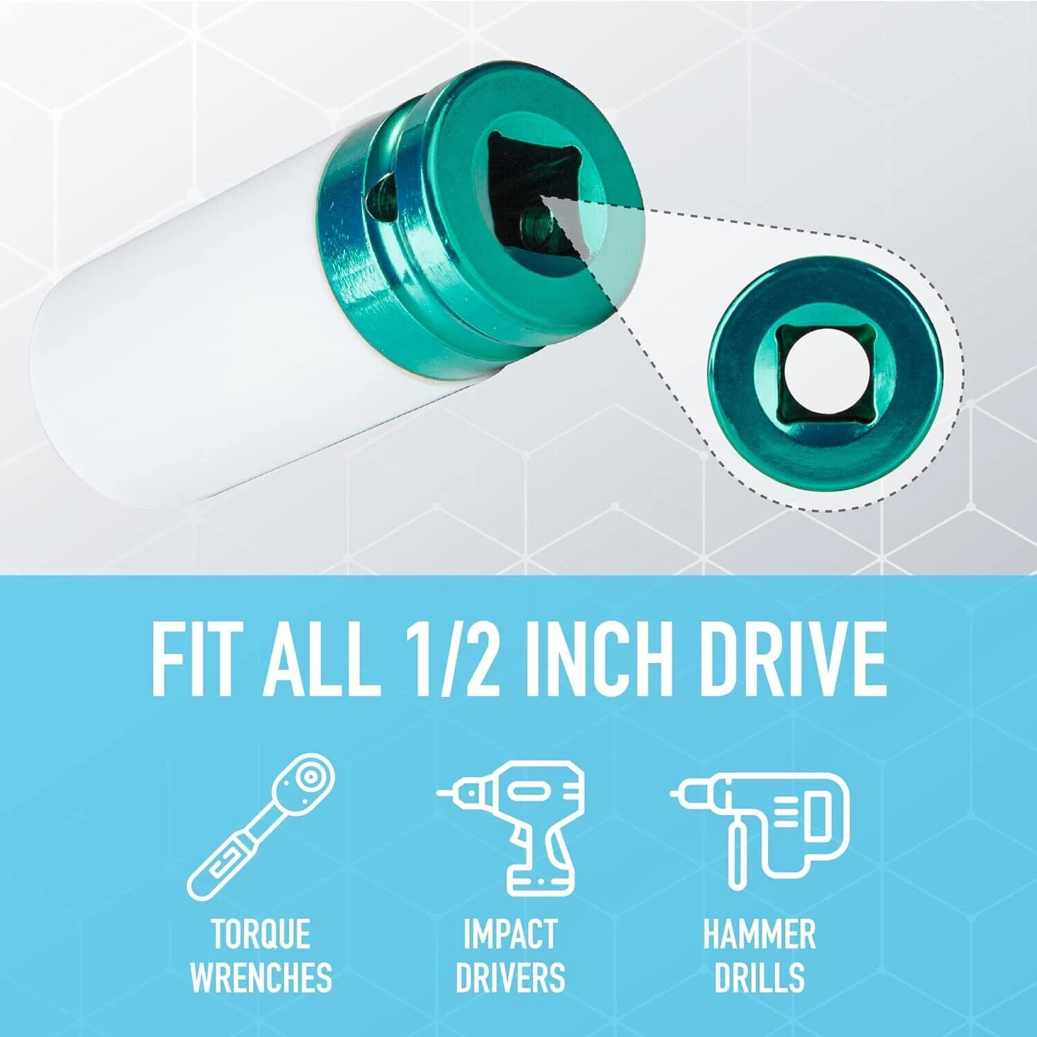 CARTMAN 5 Piece Set 1/2 Inch Drive Deep Impact Socket, Non-Marring