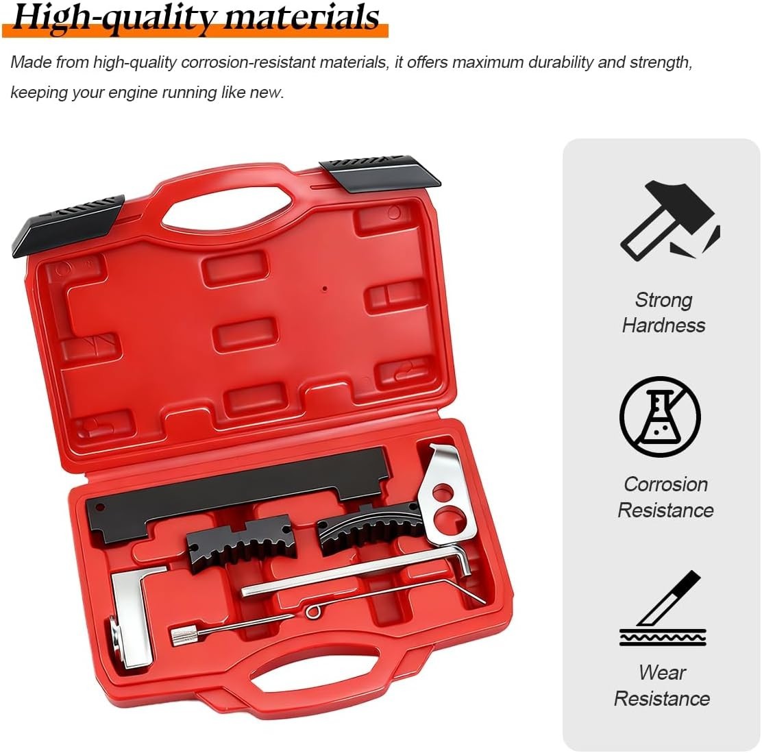 Automotive Camshaft Locking & Timing Belt Set — Compatible with 16V Engines, Red