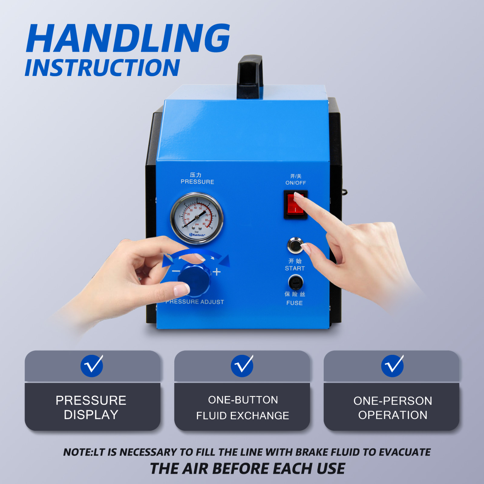 Electric Brake Bleeder Kit,Automotive Brake System Bleeding Tool,DC 12V /AC 240V
