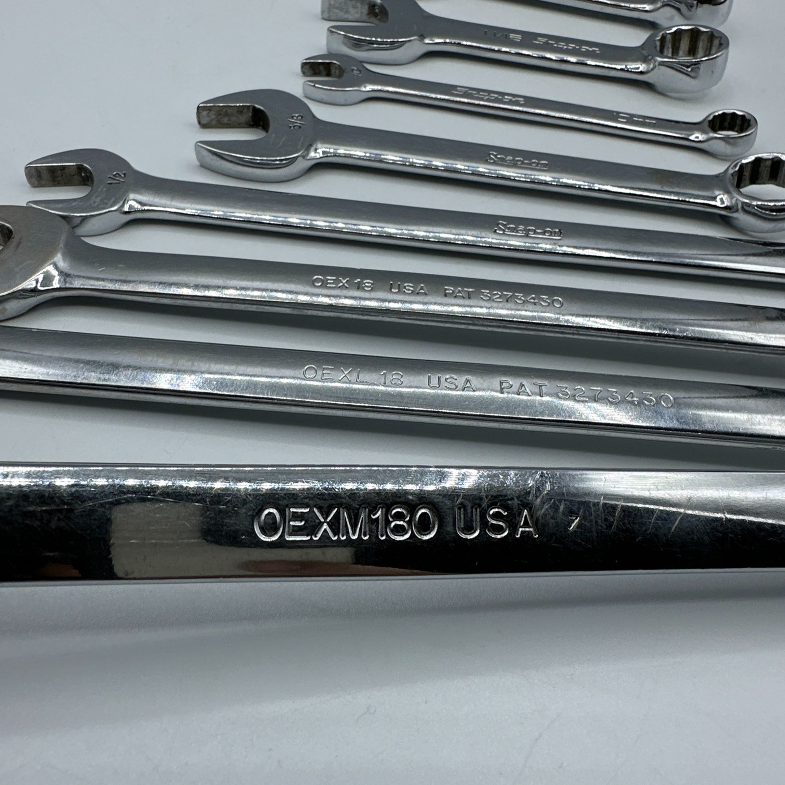 SNAP ON 10 Piece Combination Wrench Set Long Short READ DESC OEXM180 OEXL18 MORE