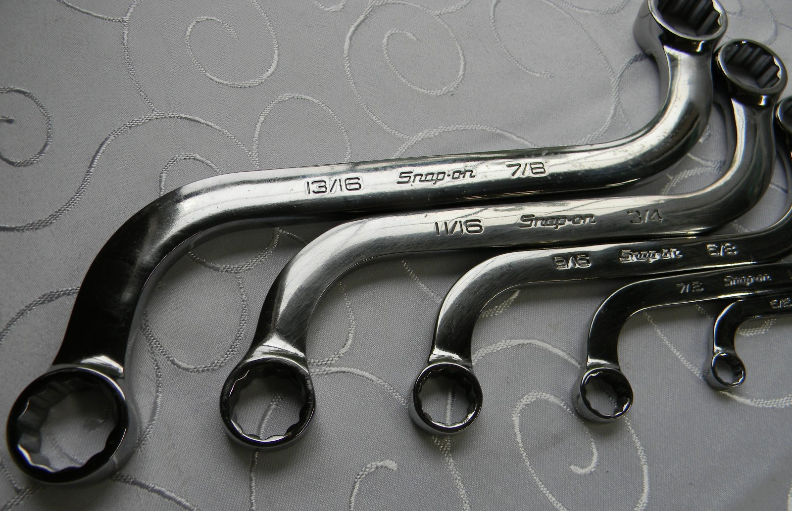 SNAP-ON 5PC SAE 12PT SAE FLANK DRIVE S-SHAPED BOX WRENCH SET 5/16″-7/8″ #SBX605