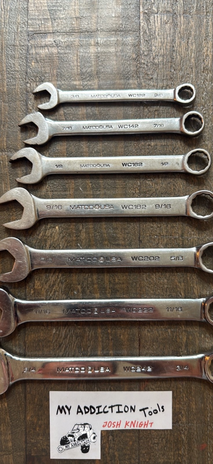 MATCO SAE wrench set 3/4 to 3/8 no owner markings all work great