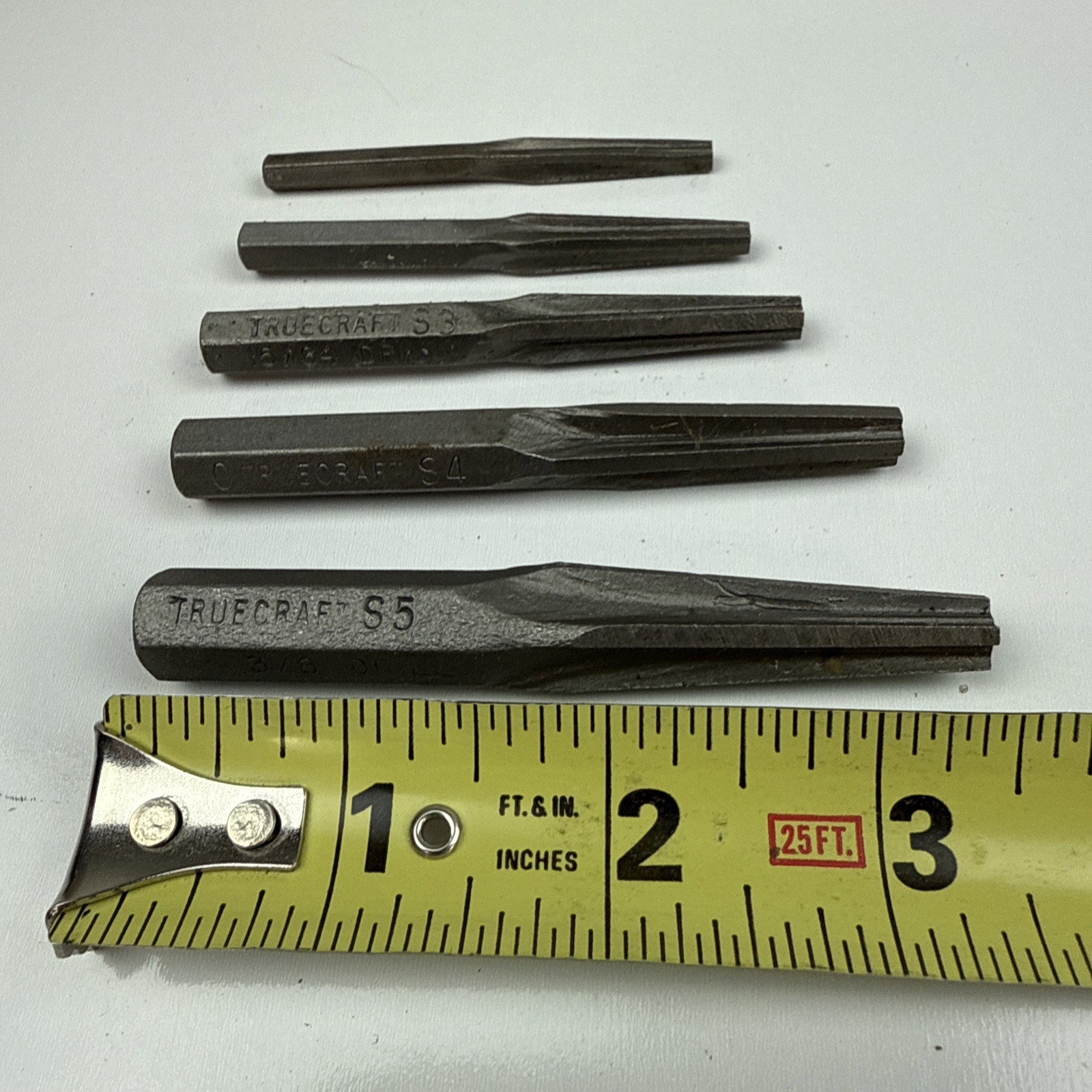 5 Pc TrueCraft Tools Flute Spline Bit Screw Extractor Set Broken Bolt Lot Pouch