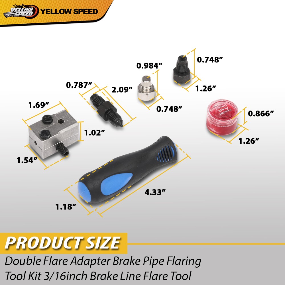 3/16″ Double Flaring Tool Brake Line Adapter Kit w/ Storage Box for Auto
