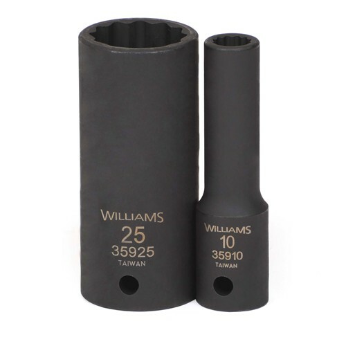 1/2″ Drive Deep Impact Sockets,12 Point, Metric,Black Industrial Finish,Williams