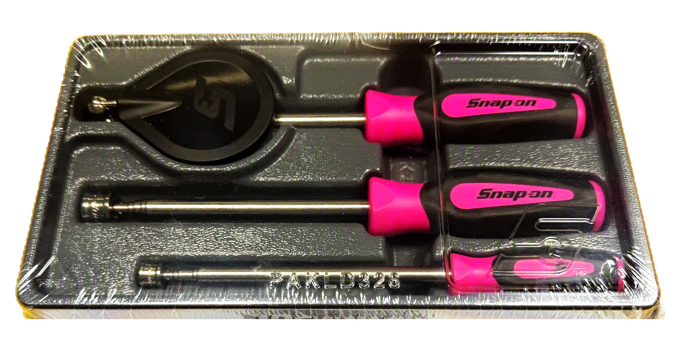 NEW Snap-on Tools PTM30EP 3pc *ELECTRIC PINK* Magnetic Pick-up Tool & Mirror Set