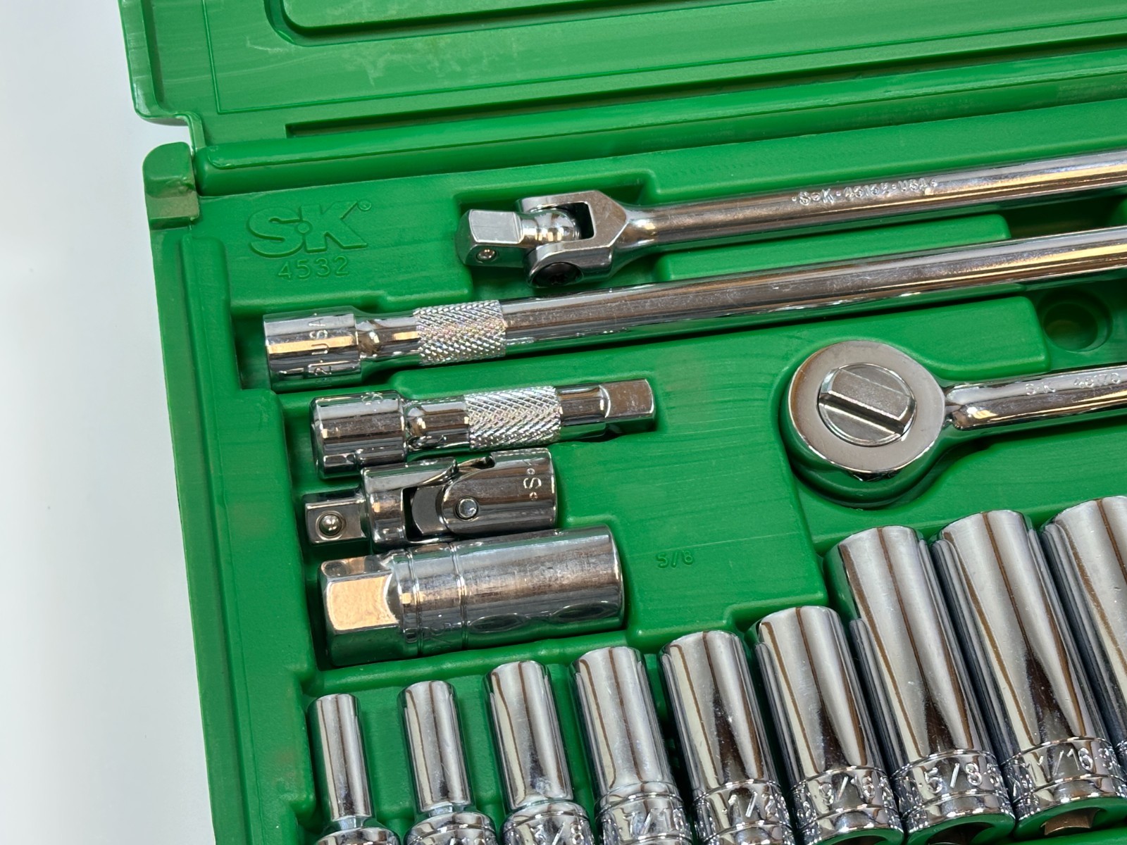 🇺🇸NEW SK Tools USA 4532 32pc 3/8” Drive SAE Deep Shallow Socket Ratchet Set