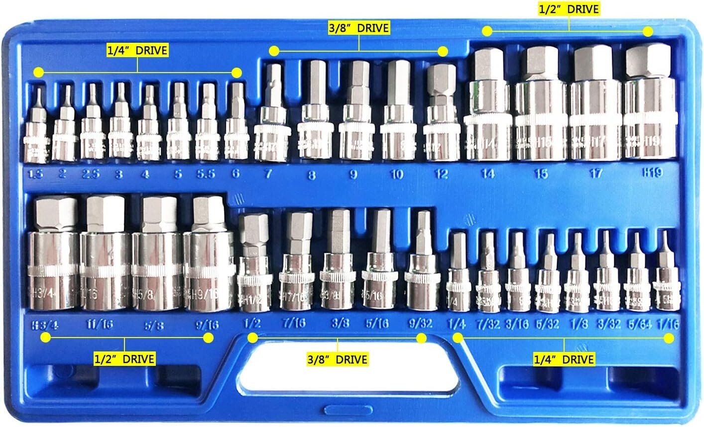 Versatile 34-Piece Chrome Finish Hex Key Set for Mechanics & DIY Projects