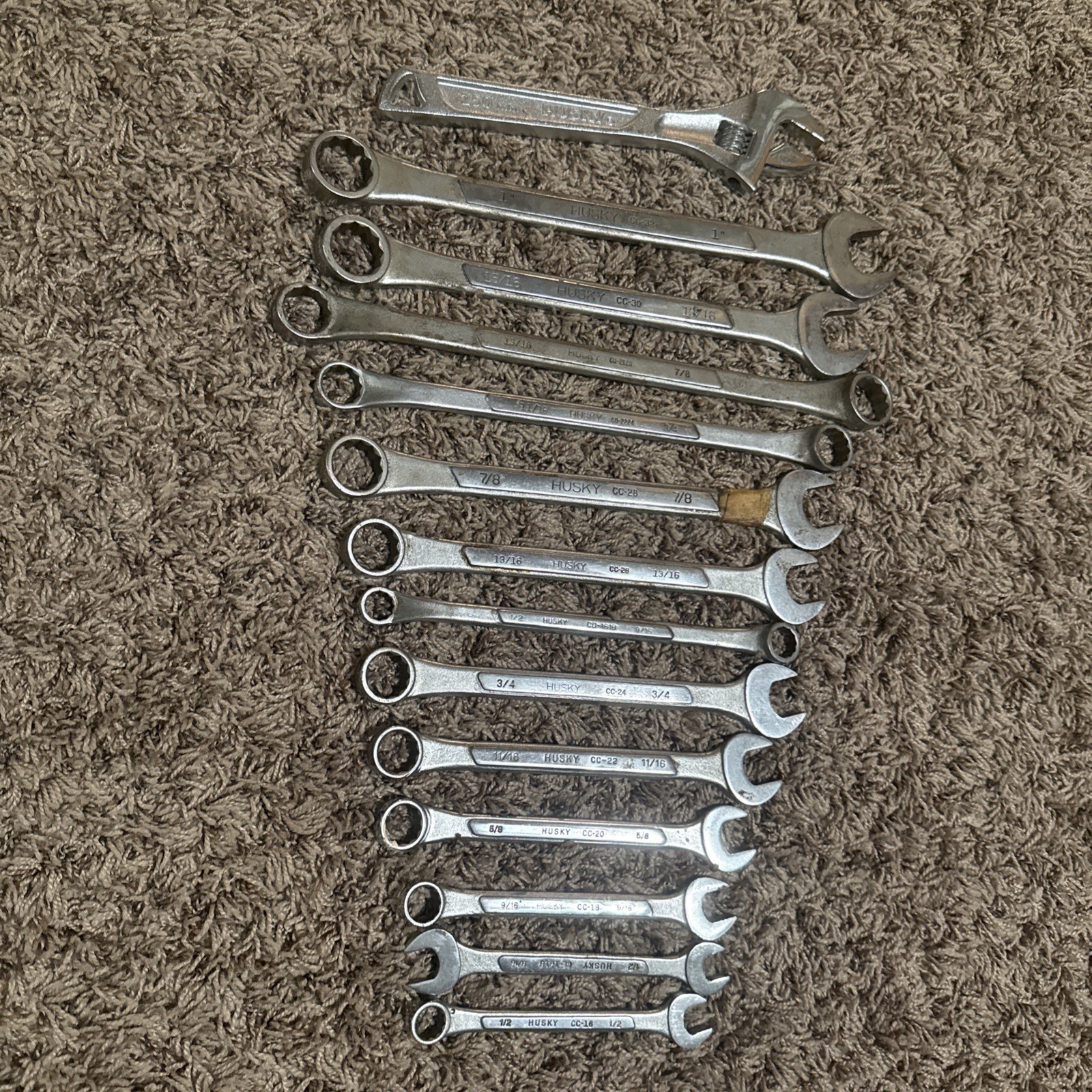 Vintage Husky Combination Wrench Set Standard. alloy Steel