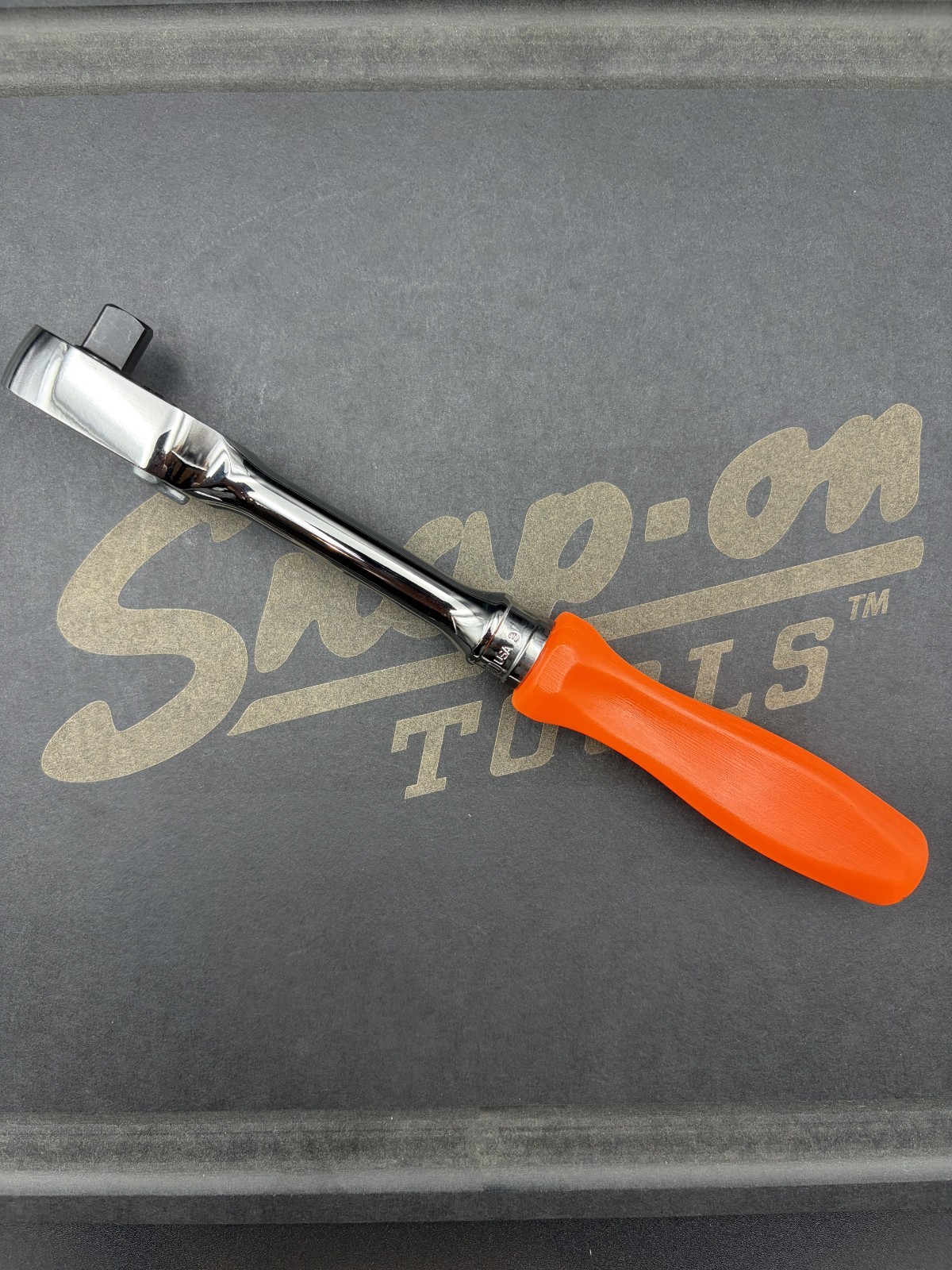 Snap-on FHD80 NOS NON-USA Stamped Head ORANGE 3/8″ Dr Hard Grip Ratchet