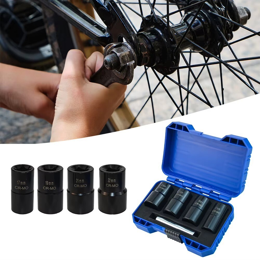 Bolt Nut Extractor 1/2″ Drive Impact Removal Socket Tool Set 17mm-19mm-21mm-22mm