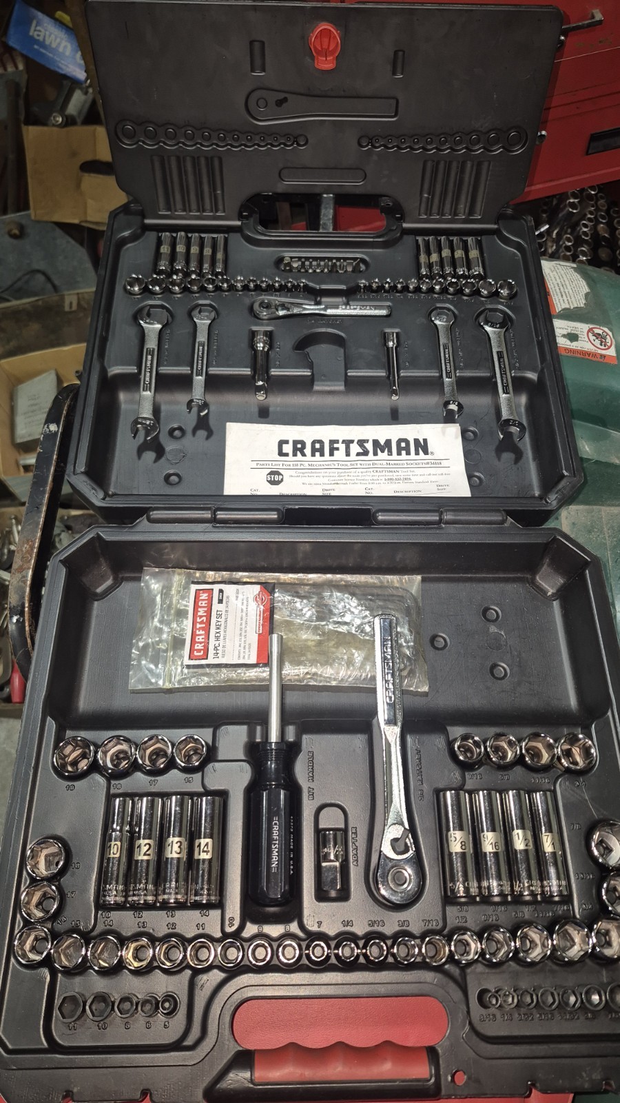 Complete Craftsman 34118 118pc Metric & SAE Socket Set 1/4″ 3/8″ 1/2″ Drive USA