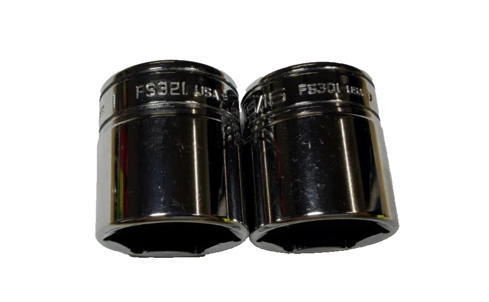 Snap-On Tools NEW 3/8″ drive 15/16″ & 1″ 6-point SHALLOW Sockets FS301 FS321