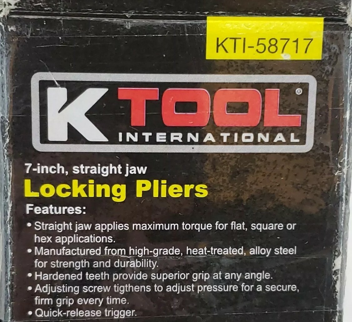 7″ Straight Jaw Locking Pliers Steel, Adjusting Screw, Quick Release Trigger