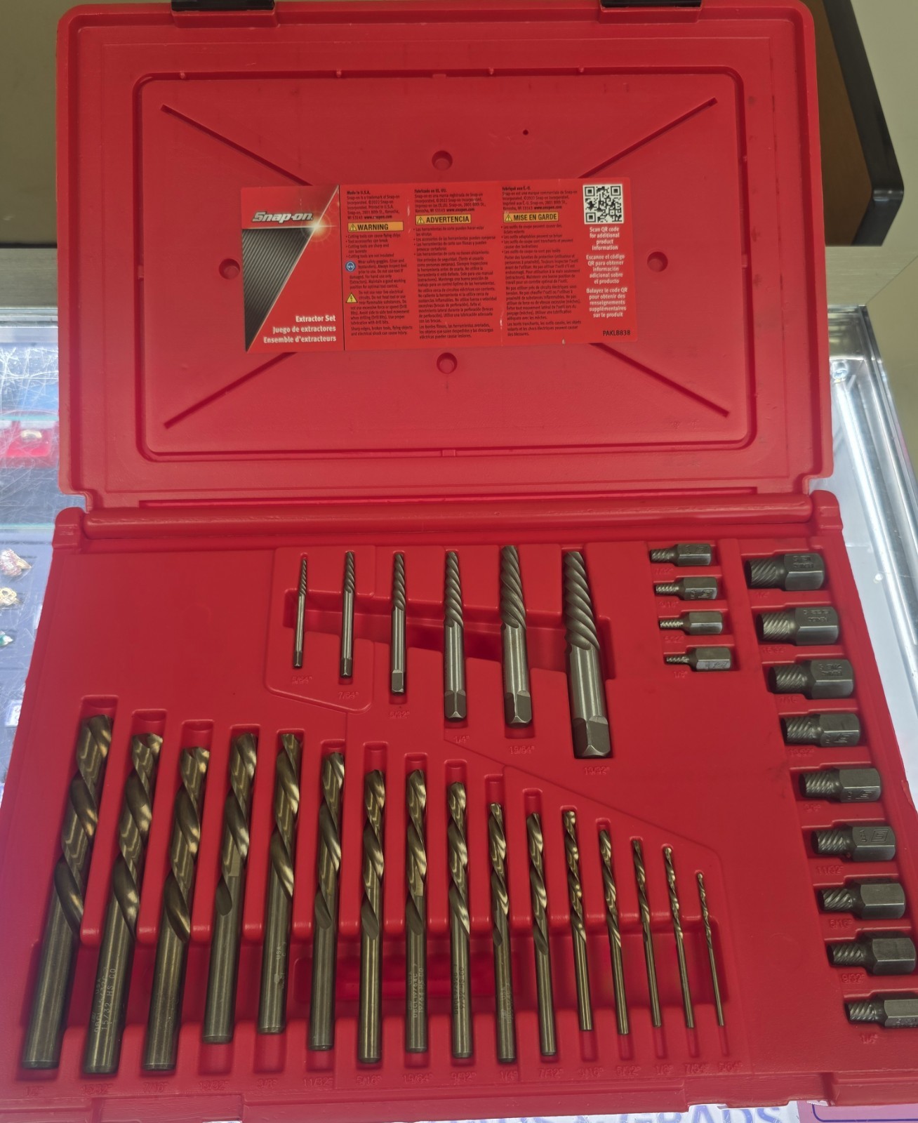 Snap-on EXD35A Multi-Spline Spiral Flute Extractor SET Left Hand Drill Bits NIOB