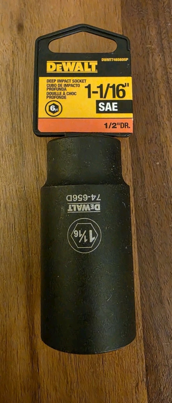 DeWalt 1-1/16″ Deep Impact Socket 1/2″ Drive 6-Point 74-656D DWMT74656OSP NOS
