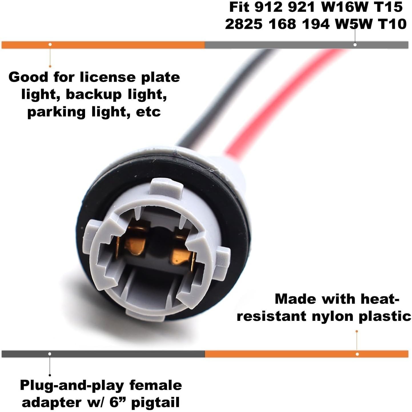 912 920 921 T15 Nylon Socket Pigtail Wiring Harness Repair Replacement