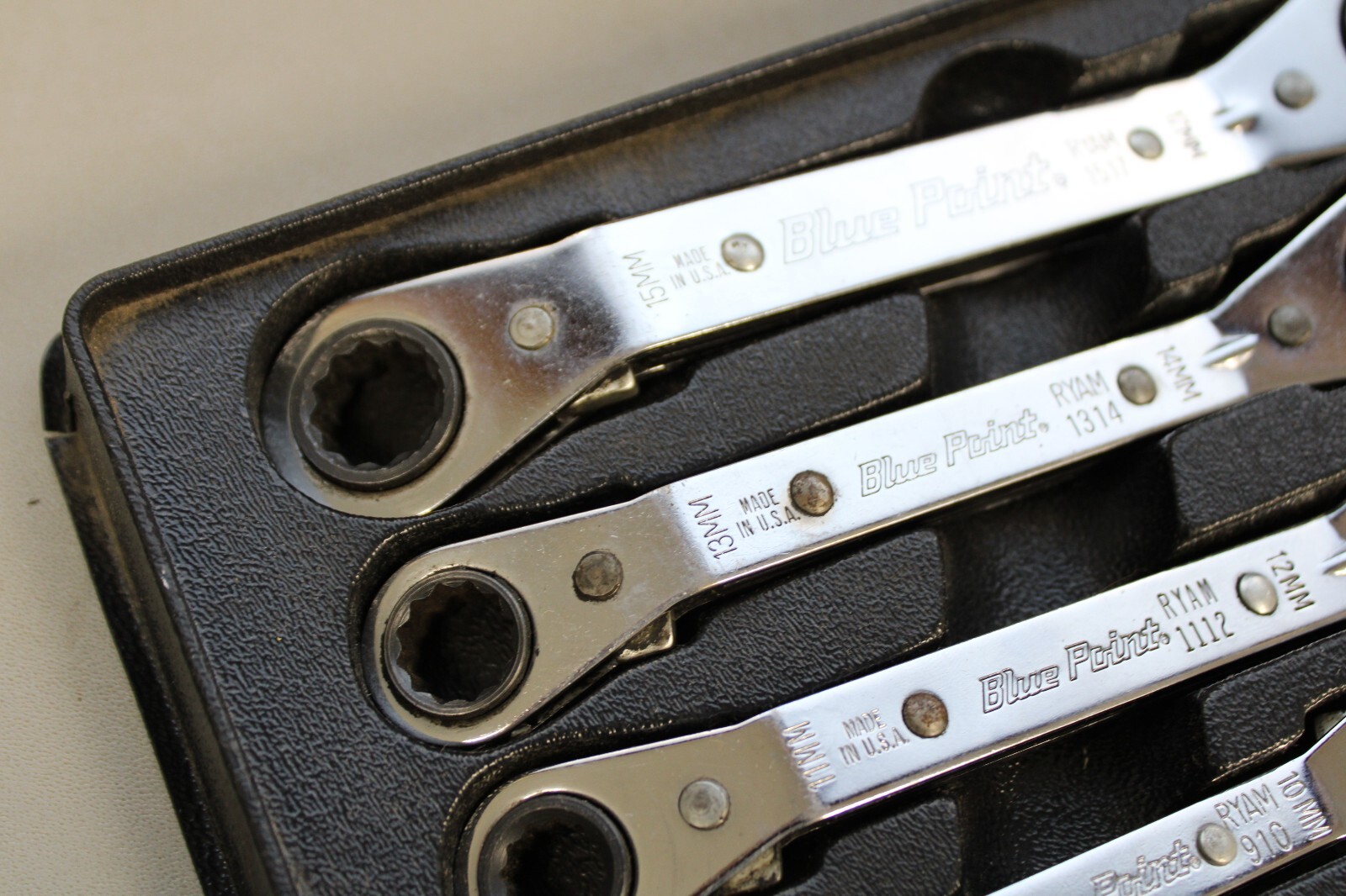 NICE! Blue-Point 5pc Metric 7-17mm 25° Offset Ratcheting Box Wrench Set RBYAM605