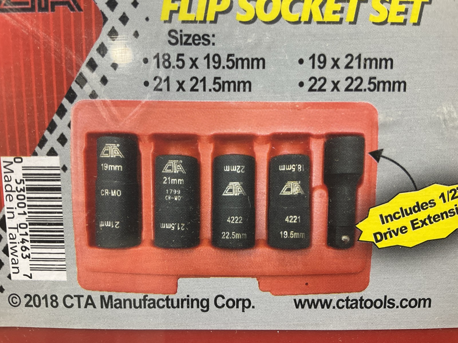 CTA 1463 Impact Flip Socket Set – Half Sizes For Damaged Swollen Wheel Bolts