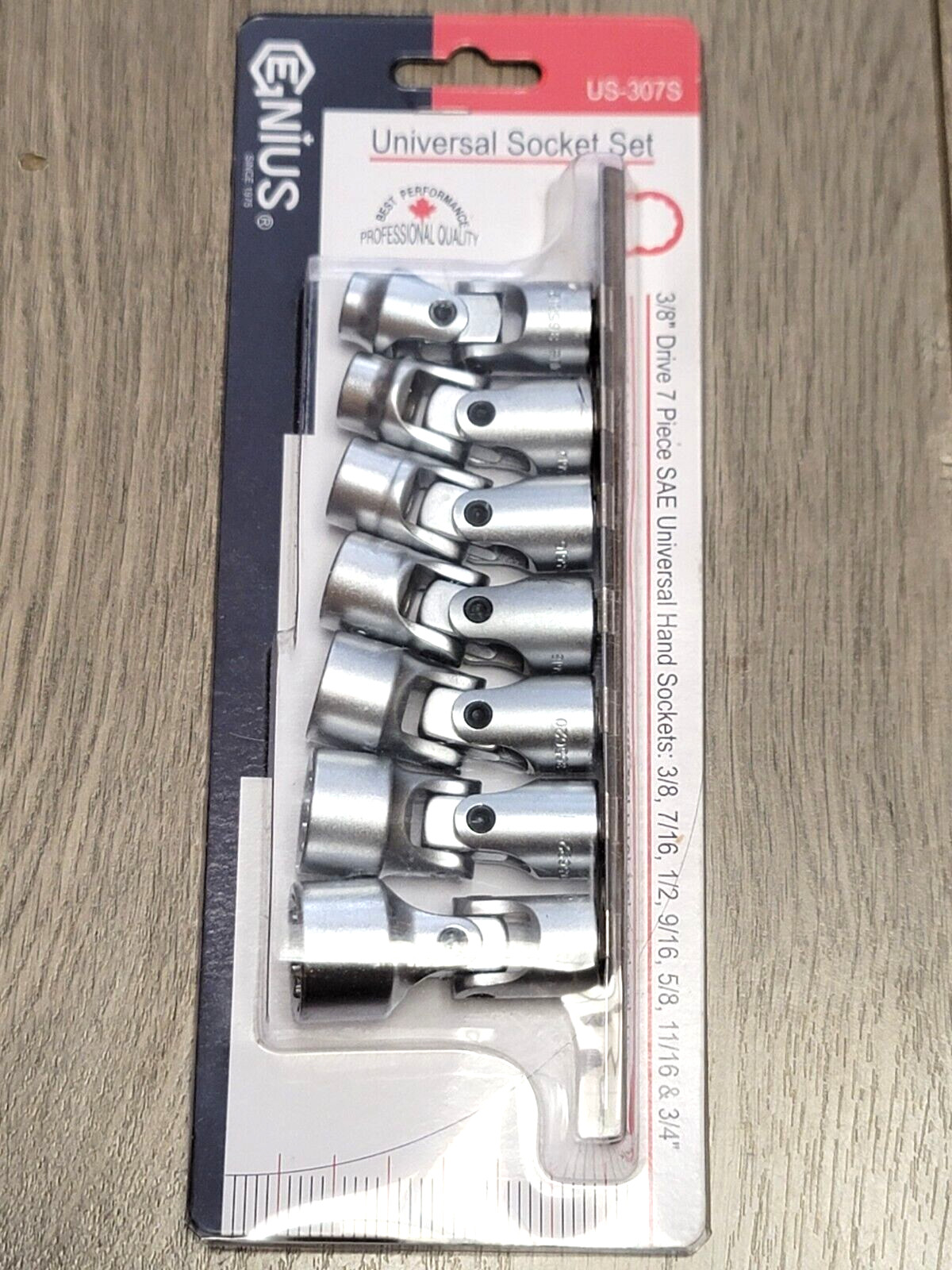 Genius Tools PRO 7pc 3/8″dr 12pt SAE Universal / Flex Socket Set #US-307S