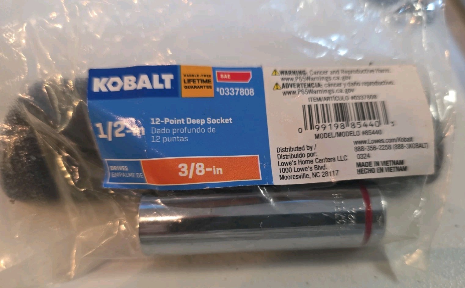 Kobalt 3/8 in 1/2 12 point Deep socket