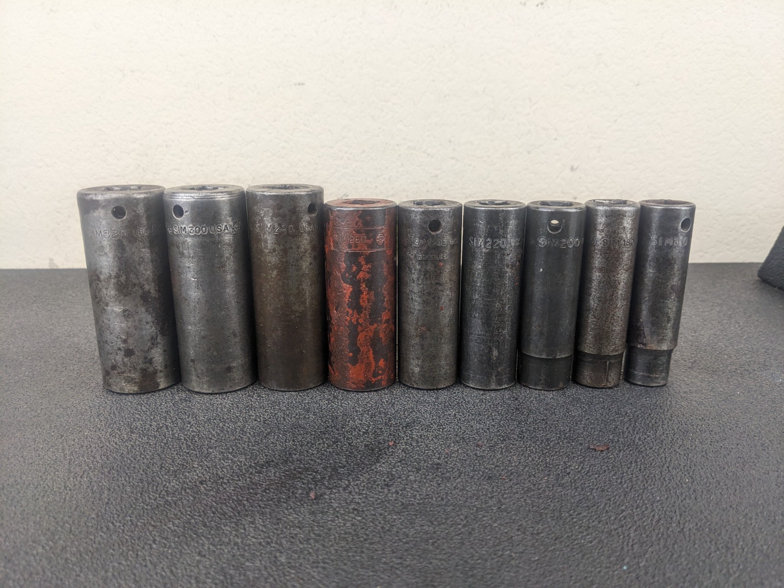 #bm563 Snap On Tools 309SIMYA 1/2″ Drive 9pc SAE Deep 6 Point Impact Socket Set
