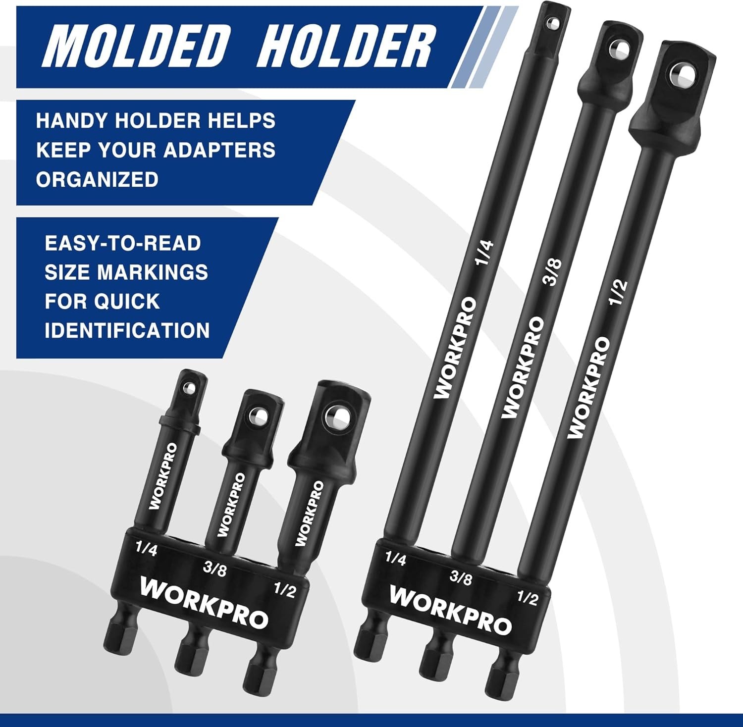 6-Piece Socket Adapter Extension Set, 1/4, 3/8, 1/2-Inch Drive, 1/4-Inch Hex …