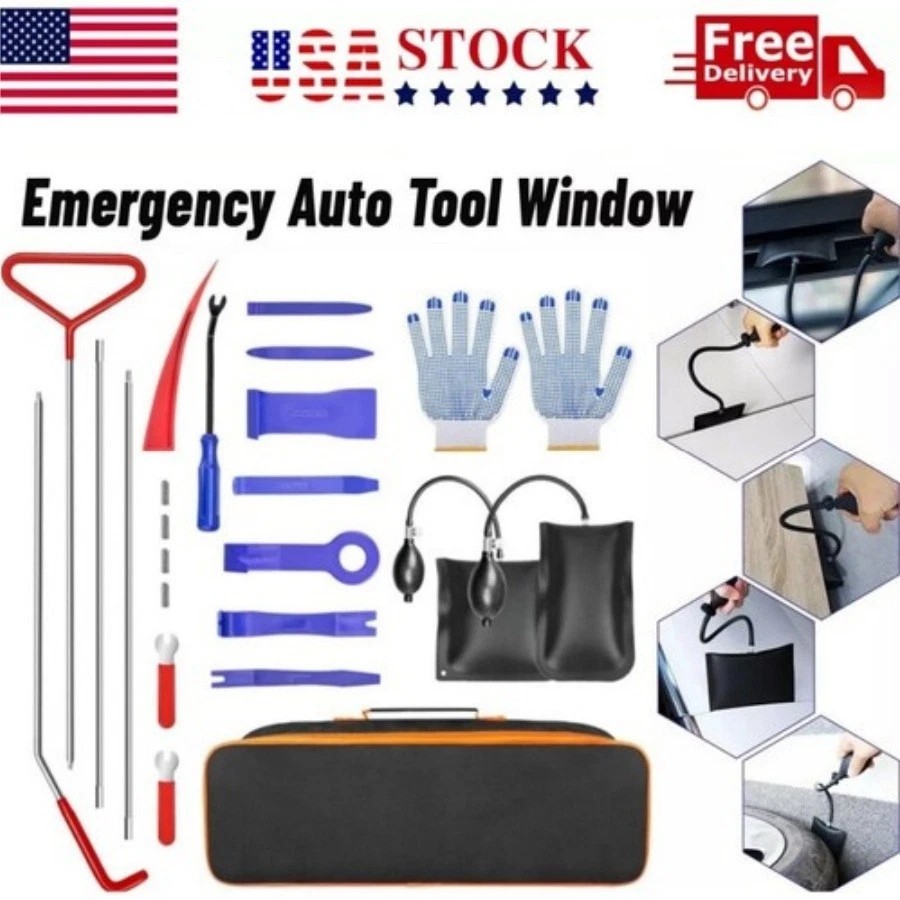 Emergency Car Unlock Tool Kit, Vehicle Repair Lock Out Set, Long Reach Puller US