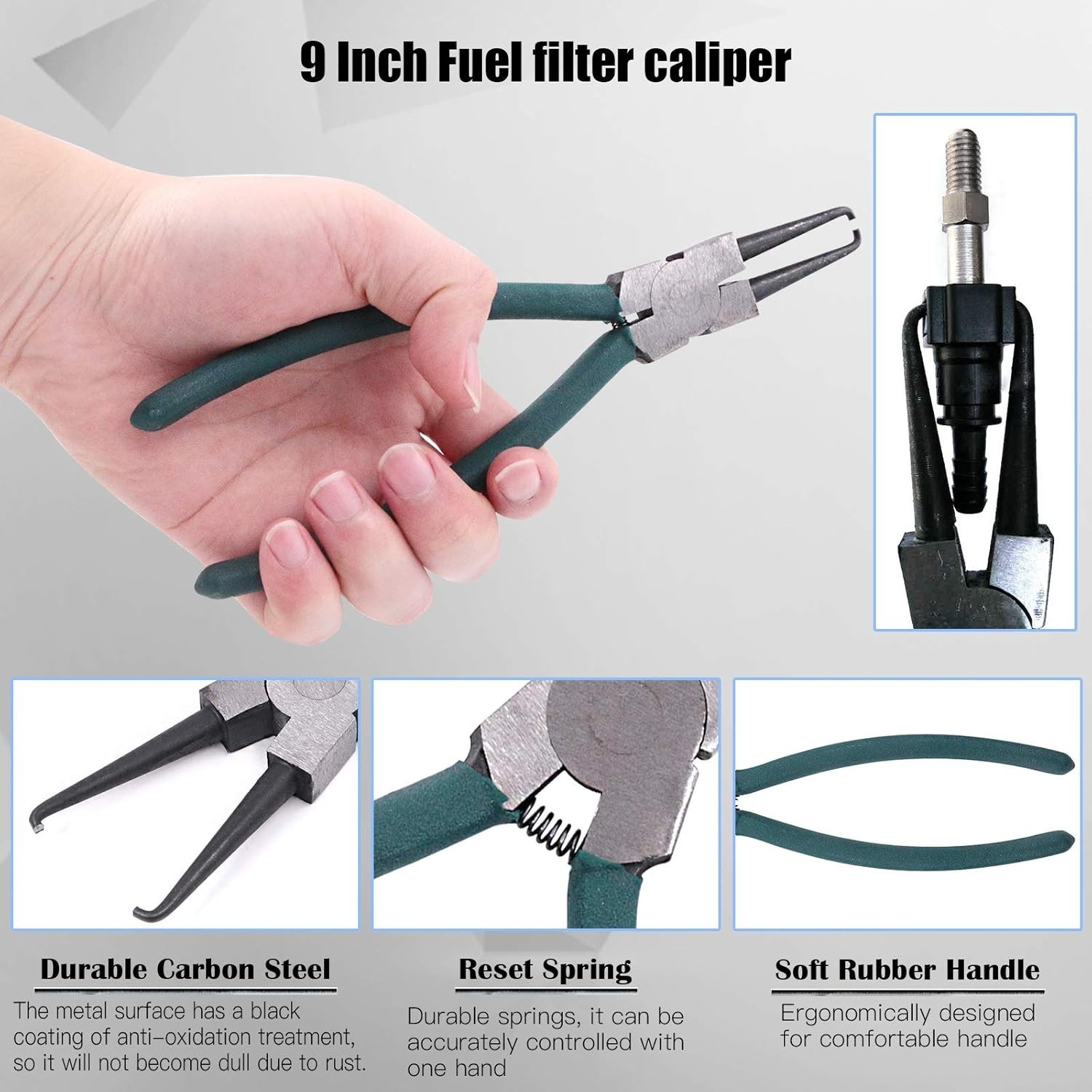 Essential 3-Piece Fuel Line Tool Set: 9-Inch Caliper & 80-Degree Pliers for Cars