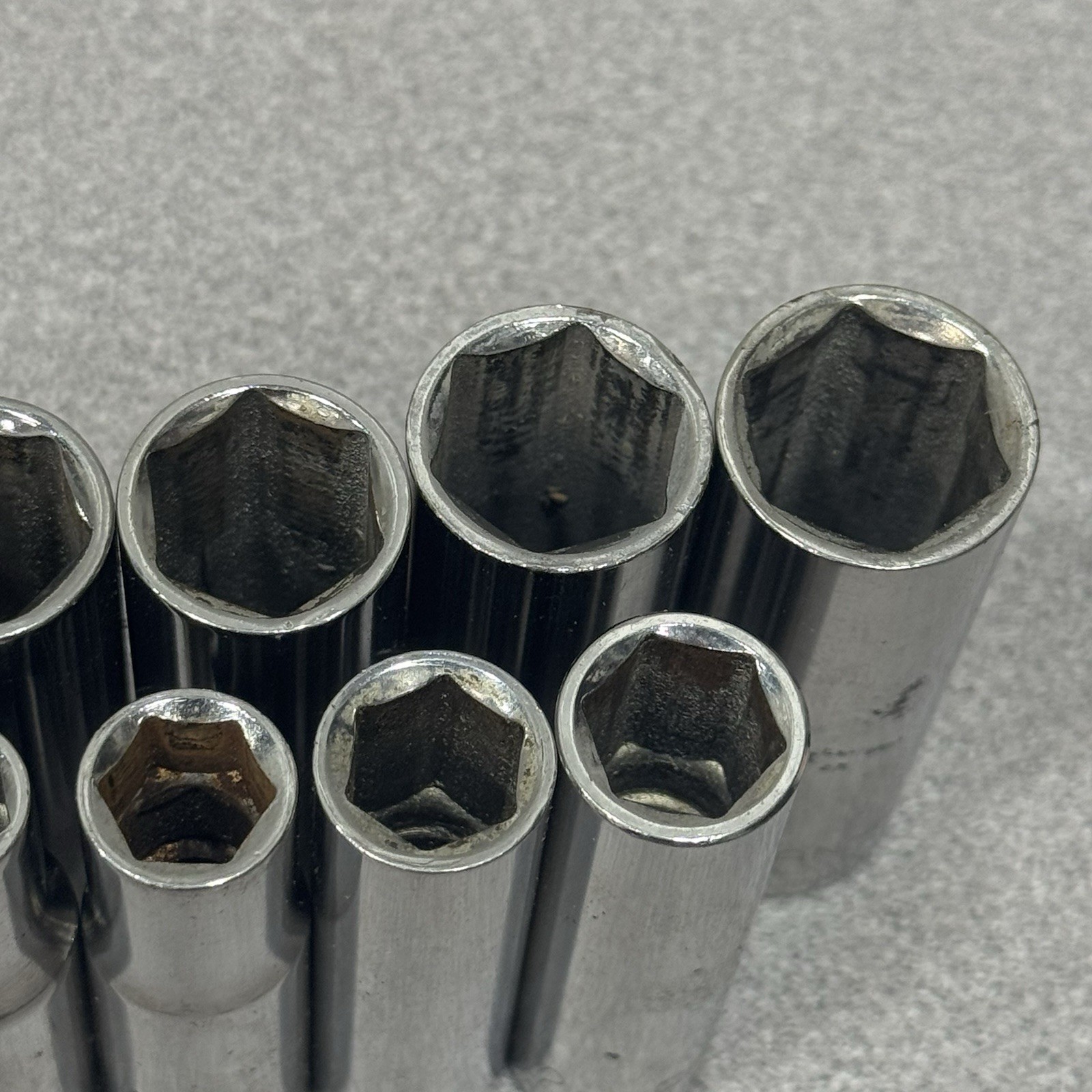 VTG CRAFTSMAN 9 PC G SERIES 6 PT 3/8″ DRIVE METRIC DEEP SOCKET SET 9MM~17mm