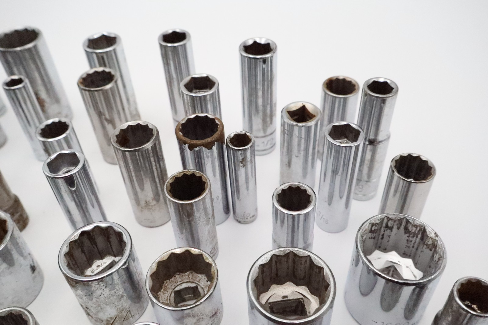 Large Mixed Socket Lot 1/4 3/8 1/2 Drive SAE Metric Deep Standard USA Tools