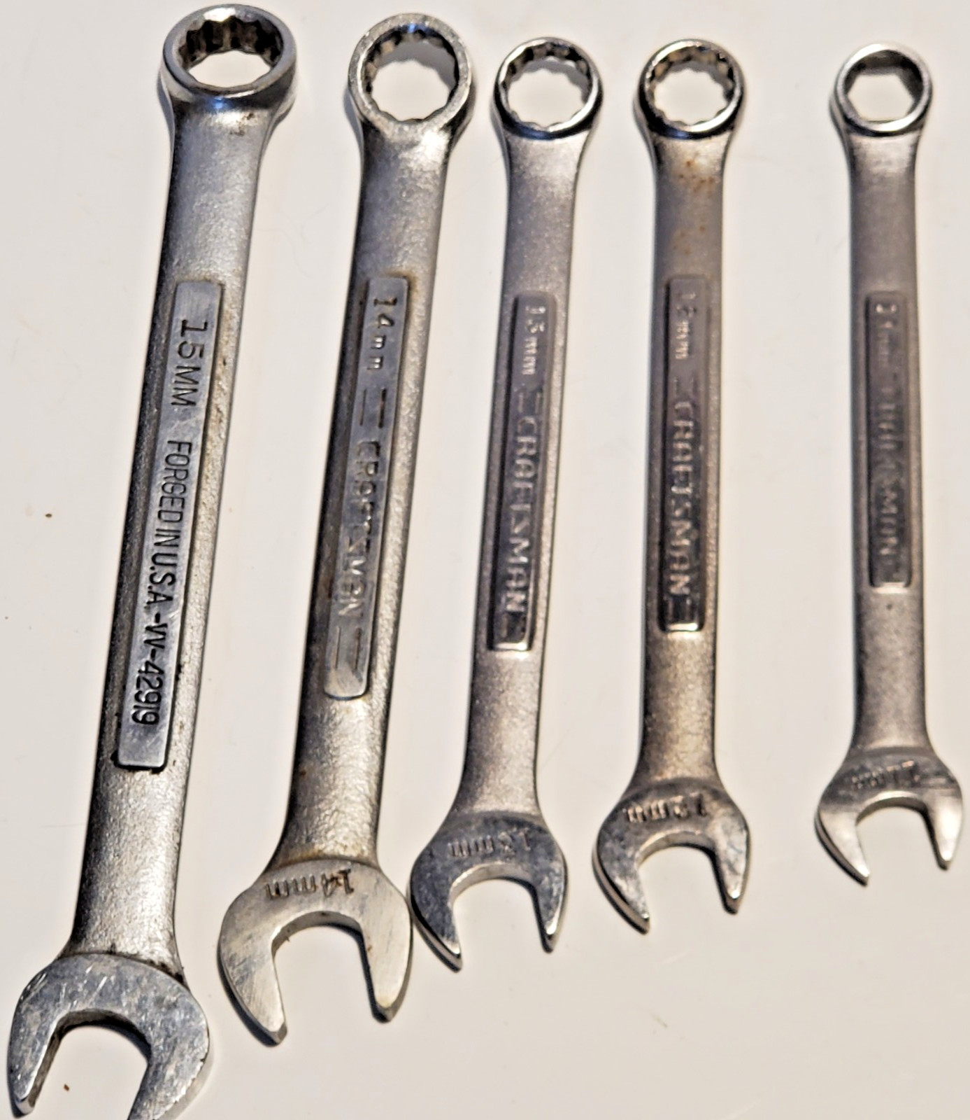 Vtg Craftsman 5 pc Metric Wrench Lot 11mm-15 mm USA Mixed V Series