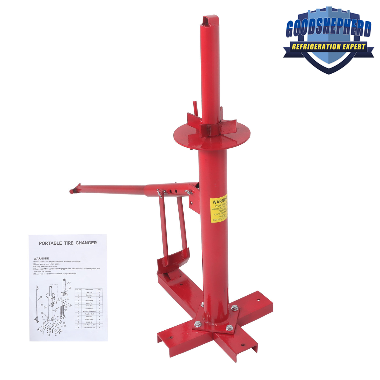 Portable Hand Bead Breaker Mounting Tool 8″ to 16″ Tires Manual Tire Changer Red