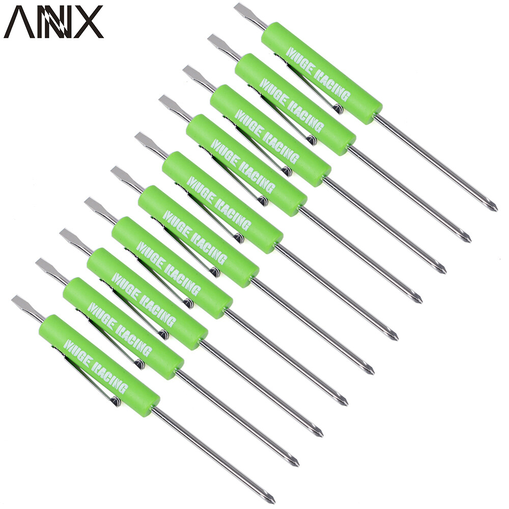 10PCS Mini Pocket Screwdriver Flat Tip w/ Magnet and Clip Phillips Slotted Flat