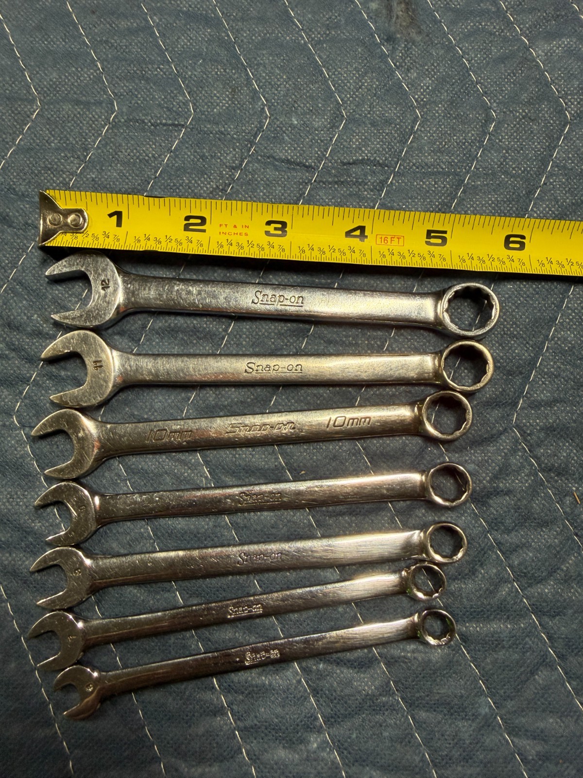 7 pc Snap-On USA Metric Mid Length 12-point Metric Combination Wrench Set OEXM