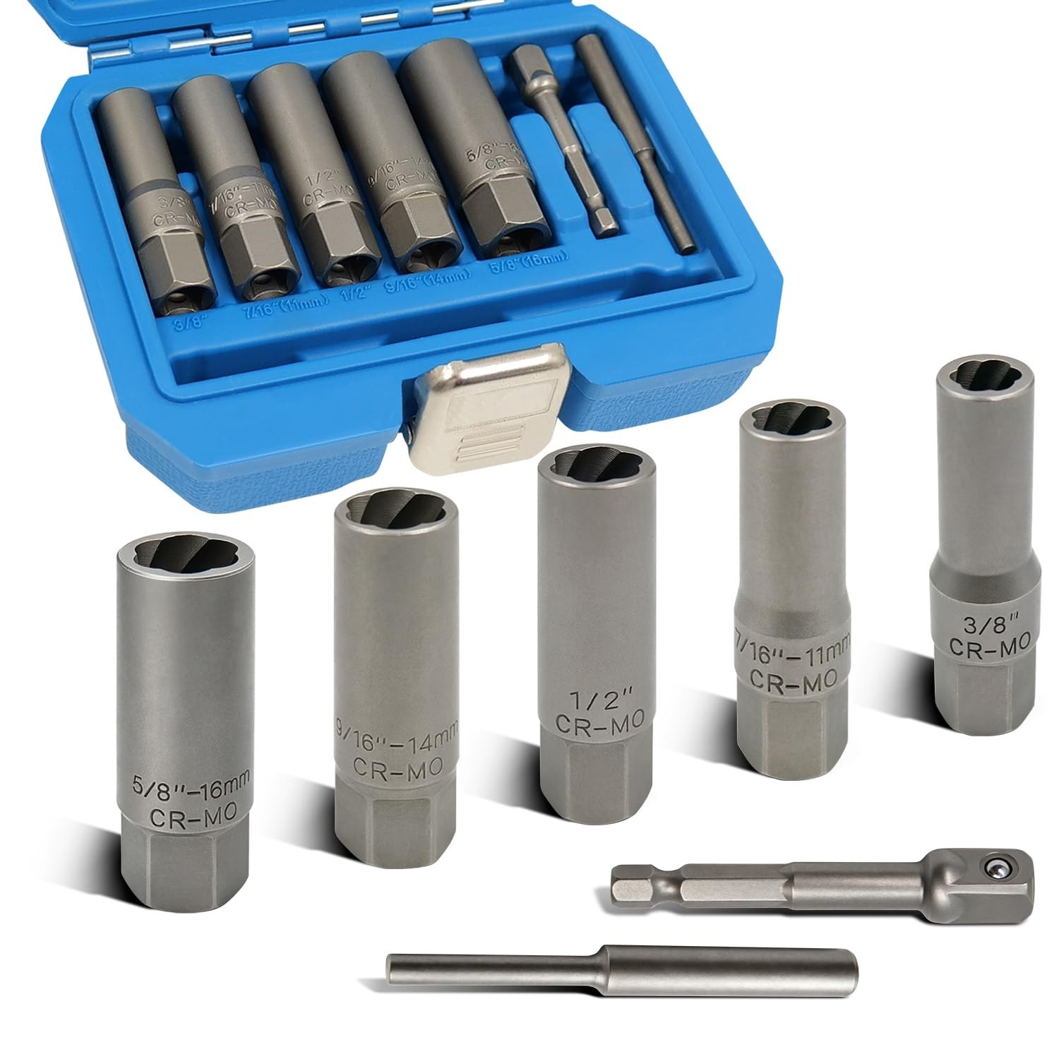7PCS Spiral Deep Extractor Set – Spark Plug, Broken Bolt & Stud Remover Tool