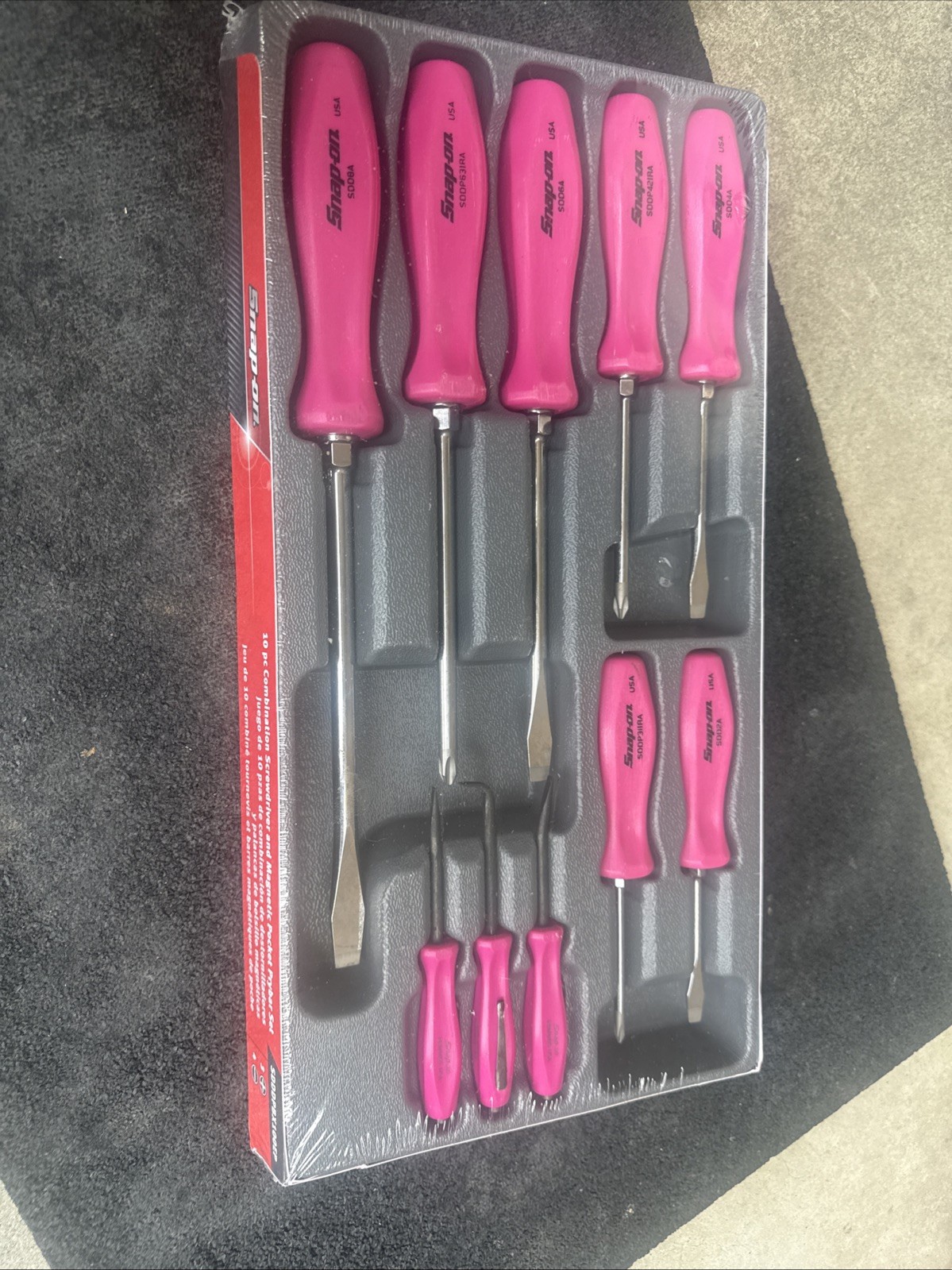 For Snap-on Tools ELECTRIC PINK 10pc Screwdriver/Pocket Prybar Set SDDDPBX100EP