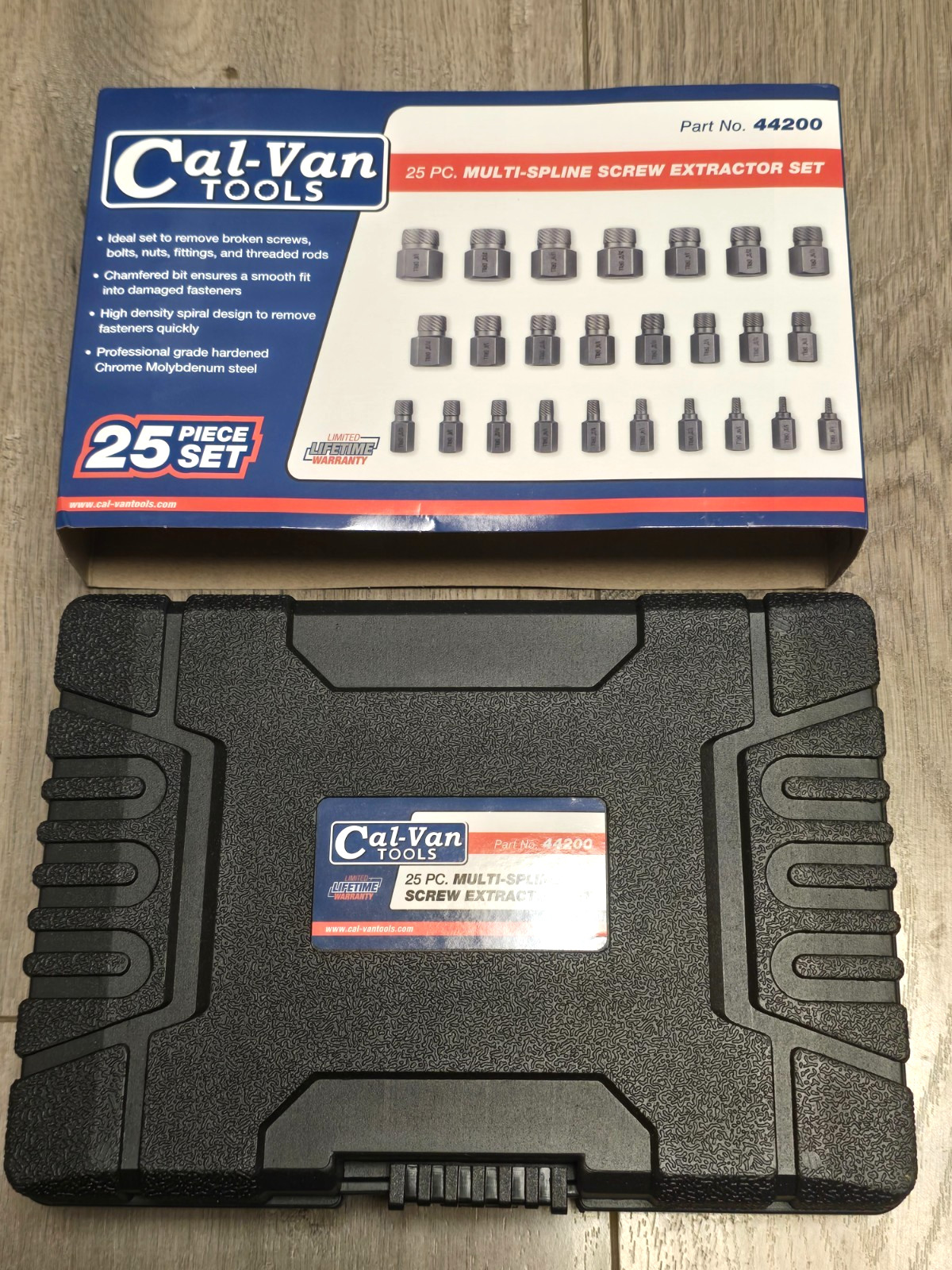 Cal Van Tools 44200, 25pc Multi-spline Spiral Screw Extractor set 1/8″ to 7/8″