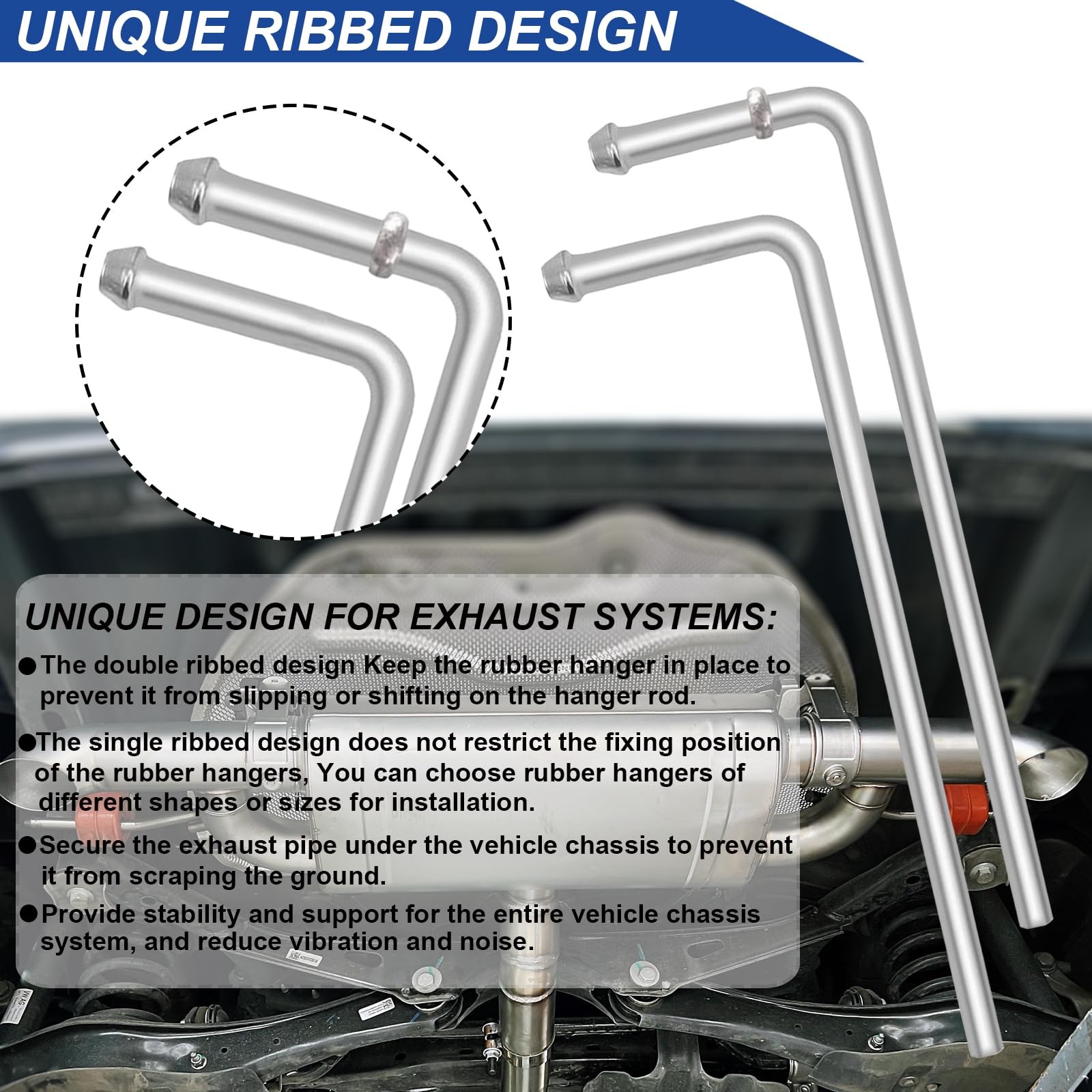 6 PCS 304 Stainless Steel Universal Exhaust Hanger Rods 10 Inch Long