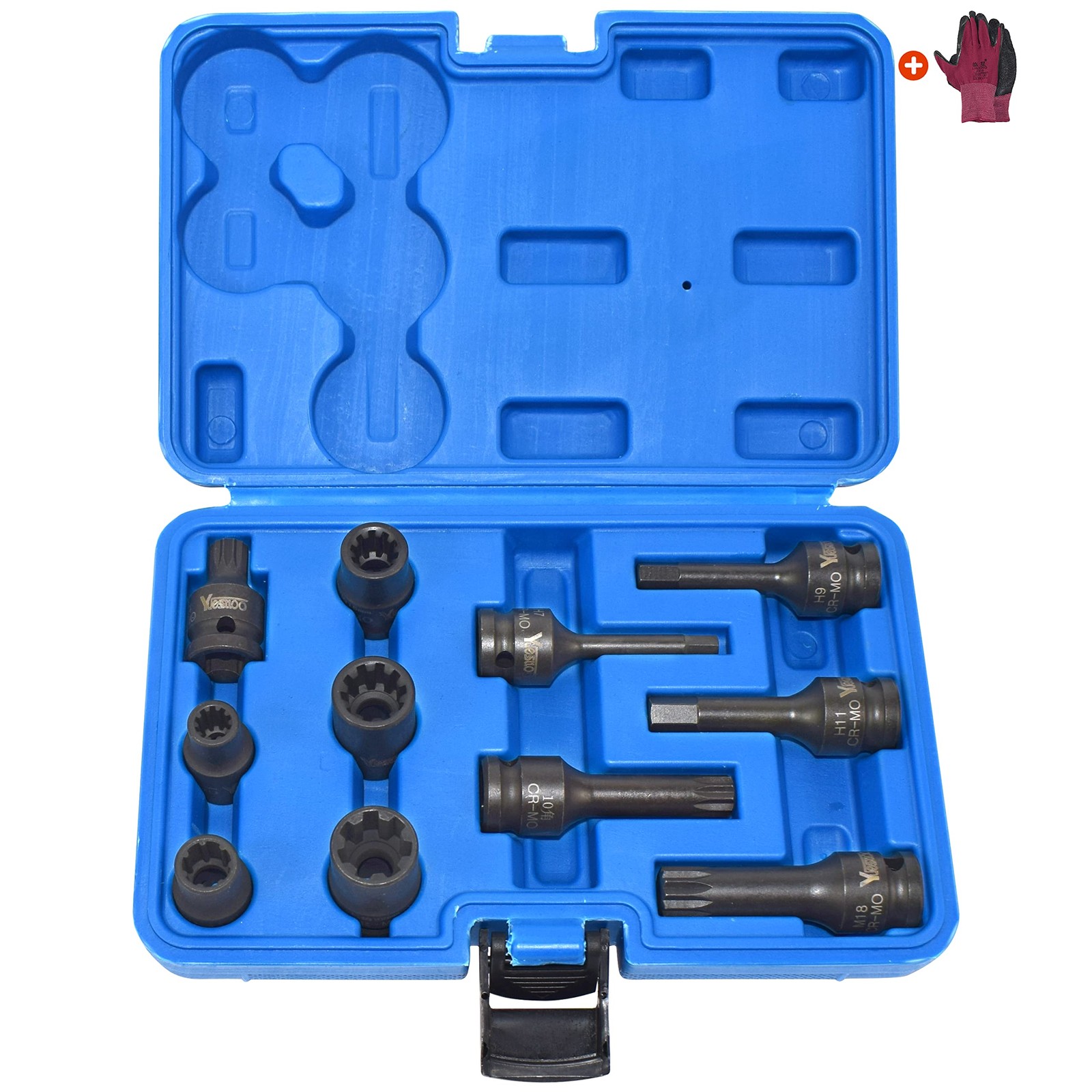 Yuesstloo 11PCS Brake Caliper Socket Kit, 1/2″ Square Drive Wrench 11pcs
