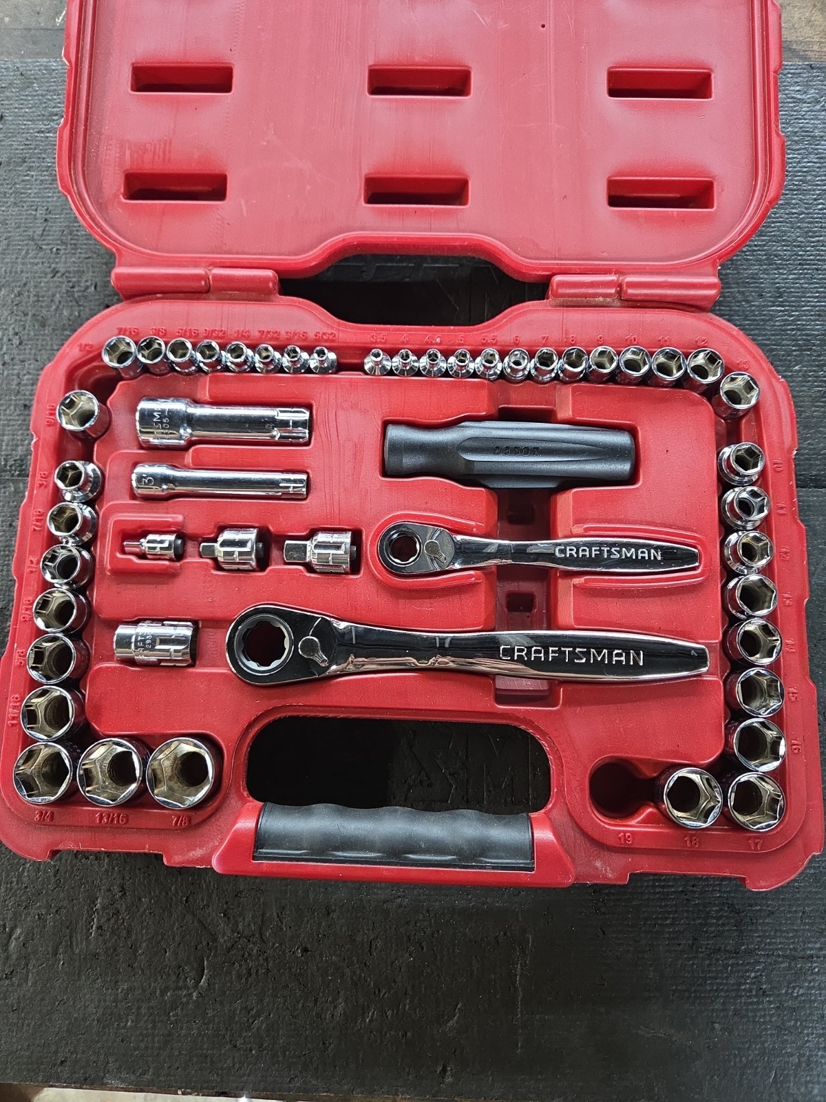 Sears CRAFTSMAN 51 Piece Max Axess Pass Thru Tool Set 29309 Missing 19mm, 1/2