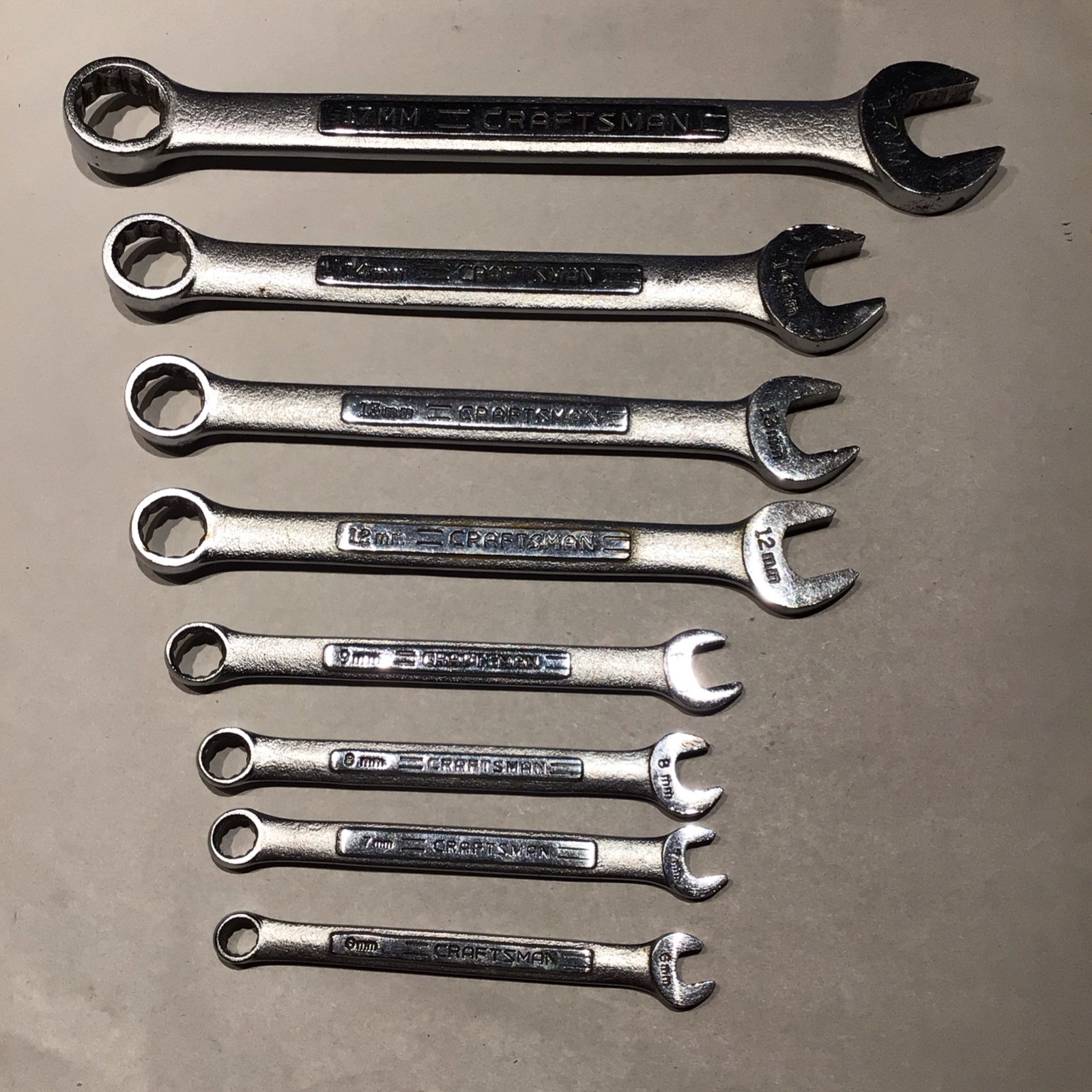 Vintage Craftsman 8 Pc Metric Wrenches 6-17 MM -vv- USA Mixed Lot Of 8